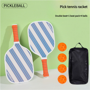 2 Pcs Fiberglass Pickleball Paddles Set with 4 Pickle Balls Lightweight Complete Racquet Kit for Beginners Indoor Outdoor Family Casual Training Sports Game
