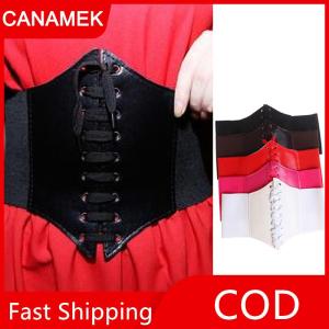 【CANAMEK】 Phụ nữ quyến rũ rộng Corset dây thắt lưng da ban nhạc đàn hồi căng cinch vành đai thắt lưng