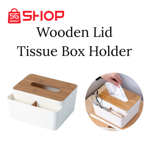 Nordic Wooden Lid Tissue Box Holder Desktop Organizer Remote Storage Box Napkin Dispenser White