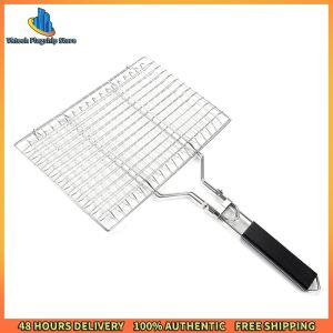 Vktech High-Quality Stainless Steel BBQ Grilling Basket for Outdoor Use Non-Stick Surface Rustproof and Easy to Clean for Camping