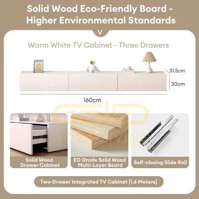 GOLD Solid Wood Storage Cabinet Floorstanding Storage Cabinet Livingroom TV Cabinet Moisture-proof Strong Load-bearing Kabinet TV Simpanan Berdiri Di Lantai 储物柜