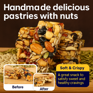 Eight Treasures Handmade Cake Pumpkin Kernel Black Sesame Cake Sugar-free Nutritious Snacks 八宝手工切糕