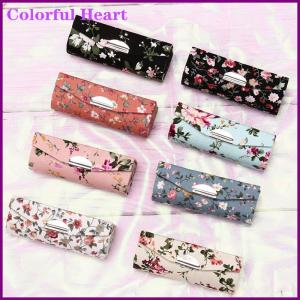 Colorful Heart Lipstick Case Retro Embroidered Holder Flower Design With Mirror Packaging Box