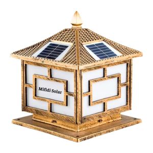 Đèn năng lượng mặt trời trụ cổng họa tiết vuông cao cấp size 40cm sáng trên 12h chính hãng Mifidi Solar tấm pin Mono siêu to - BH VIP 1 năm miễn phí tận nhà