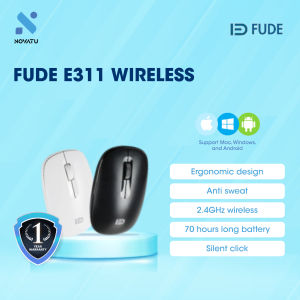 Mouse Wireless Fude E311 Ergonomis dengan Sensor Presisi 24GHz - Warna Hitam/White