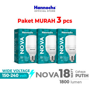 Hannochs Lampu Bohlam LED NOVA 18W Cahaya Putih Paket iis 3pcs