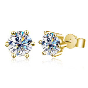 KNOBSPIN Moissanite Stud Earrings 14K White Gold Plated Sterling Silver D VVS1 Lab Diamond 6 Claws Round Ear Studs For Women2026