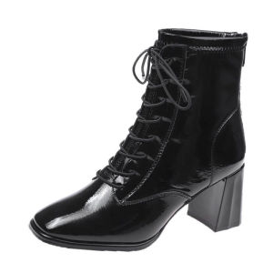 SS / Sepatu Boots Wanita Hak Sedang Kulit Premium Import 253