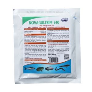 NOVA SULTRIM 240 dùng trộn thức ăn giảm sưng chướng bụng gan thận mủ đốm trắng đốm đỏ nhiễm khuẩn cho cá nuôi