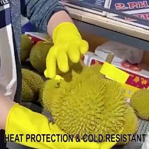 Reusable Latex Yellow Rubber Gloves - Dishwashing Cleaning  Gloves - Duty Household Kitchen Gloves