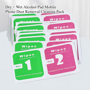 100pcs Dry + Wet Alcohol Pad Mobile Phone Dust Removal Cleaning Pack Tempered Glass Camera Lens  Wipes Paper Tools Set