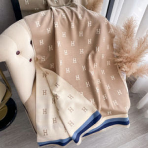 Womens High-End Versatile Long Knitted Scarf Simple Casual Style Dual Use Business Letters Cotton Cashmere-Feeling Shawl for