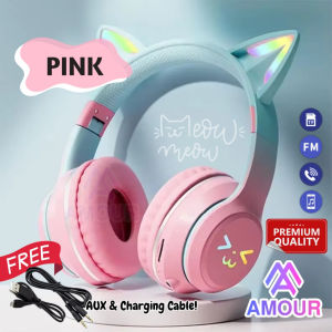 NEW Trendy LED Cat Ear Headset Bluetooth 5.1 Telinga Kucing dengan Bass Mantap dan Mikrofon Wireless Gaming Headphone