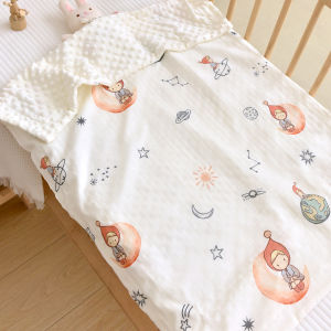 3D Doudou Comfort กำมะหยี่สำหรับเด็กทารกผ้ากำมะหยี่ผ้าเช็ดตัวพิมพ์ลายการ์ตูนเด็กหญิงเด็กชายผ้านวมผืนเล็กคลุมนอน