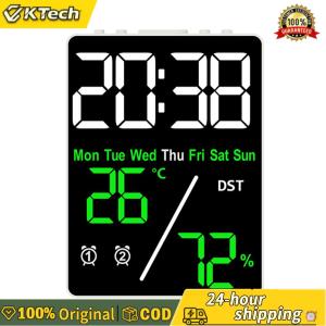 【Free Shipping】 Atomic Clocks with Temperature Indoor Humidity Automatic Dimming Digital Travel Alarm Clock for Kitchen Baby Room Office