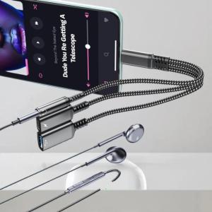 YAFEN 1 Piece Headphone Adapter 3 In 1 PD 60W Fast Charge Adapter For Phone16 15 Type C To Dual Type C 3.5mm Jack Audio Adapter Cable