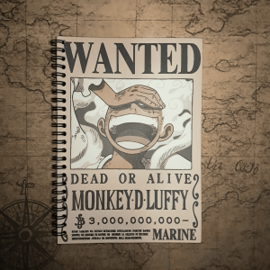One Piece Straw Hat Pirates Wanted Poster Spiral Notebook A5 size Double Loop Wire Bound Anime Inspired