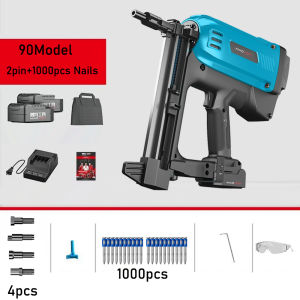 Máy Bắn Đinh Bê Tông Dùng Gas – Tặng 2 Pin + 3000 Đinh | Máy Bắn Đinh Công Nghiệp Gắn Gạch Bắn Sắt Tường Bê Tông