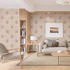 Wallpaper Stiker Dinding  Motif Bunga Shabby Cream  7 s/d 8M LEBAR 45CM