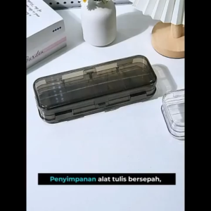 Transparent Double Layer Exam Pencil Case Hard Shell Stationery Box With Divider Student Pen Box Kotak Pensel Lutsinar Dua Lapisan Peperiksaan Kapasiti Alat Tulis Keras Dengan Pembahagi Pembaris Pelajar 透明双层考试文具盒大容量硬壳笔盒学生多层铅笔盒分隔收纳带尺子文具用品 A551