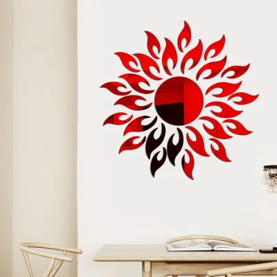 Bentuk Matahari Cermin Tempel Kaca Sticker Mirror Acrylic Dekorasi Bentuk Matahari Akrilik Dekorasi