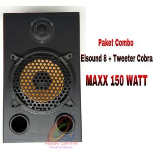 Paket Combo Elsound 8 Inch Yellow Plus Box 8 Panjang Dan Tweeter Cobra