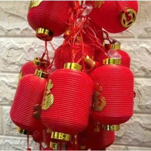 Dây đèn lồng đỏ treo trang trí mẫu tròn hoặc dài 5M loại 12 Quả 10Cm
