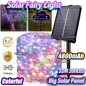 Black wire Solar fairy light Upgrade 22M Solar led light strip Auto On/Off 200LED Hari raya Decoration 2025 Colorful Solar light Ramadhan Lampu Raya Warna warni