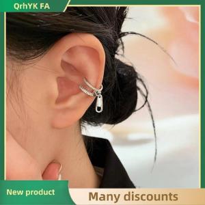 🔔🔔🔔QA 1pair Rhinestone Zipper Ear Cuff Unique Open-End Design Sparkling Synthetic Stones For Casual Attire Or Gift Giving Jewelry