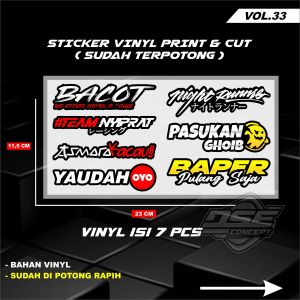 Sticker Racing Vinyl Pack Print & Cut Stiker Motor Sticker VIRAL 30-34