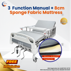 [Same-Day Delivery] Hospital Bed 3 Function Manual [FREE Mattress+Table] - MDA Approved