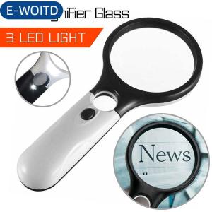 E-WOITD  3LED ánh sáng 45x cầm tay kính lúp đọc sách Magnifying Glass Lens Jewelry Loupe