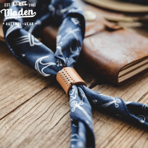 Maden brand tooling style for boys and girls Japanese retro anchor print square scarf Ami khaki literary cashew wild hip-hop youth chic decorative scarf