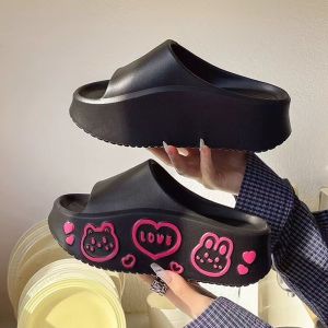 IELGY รองเท้าแตะกระต่ายผู้หญิงพื้นหนา EVA3D สามมิติใหม่