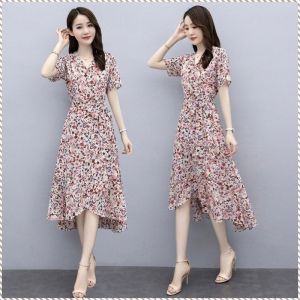 Skirt Flower Summer Dress Elegance Stylish and Elegant Printing Slimming Large Size Adults Young Women