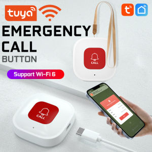 Tuya สมาร์ท WiFi ขอความช่วยเหลือปุ่มตกใจตัวแจ้งเตือนแบตเตอรี่ในตัวสำหรับผู้สูงอายุ/สตรีมีครรภ์/เด็กแอปชาร์จด้วย Usb