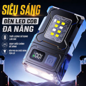 Đèn Pin Xoay cob có nam châm đèn bên sạc Type-C Đèn sửa chữa có móc gài câu cá đi phượt với vv