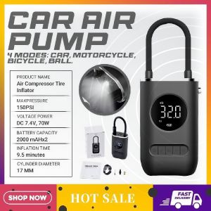 Wireless Digital Air Pump – 150PSI Rechargeable Fast Inflation for Cars and Motorcycles