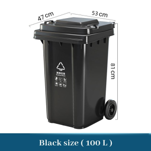 Large outdoor trash 100L /120L big trash bin can with lid With four sturdy wheels Outdoor trash can Medical trash can