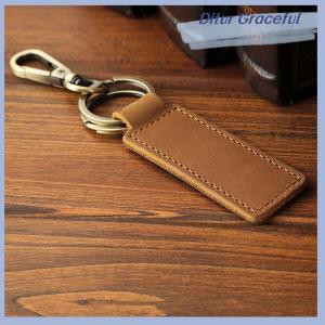 Ditur Genuine Leather Retro Cowhide Keychain Metal Lobster Clasp Pendant Fashion Personalized Anti-lost Car Keyring Keyholder