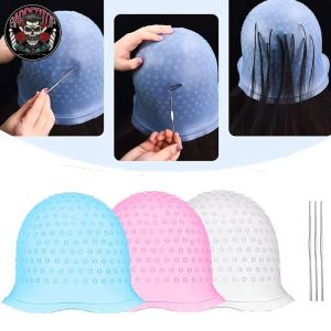 INVADER With Hook Hair Coloring Highlighting Cap Silicone Reusable Hair Coloring Hat Dye Hat Caps