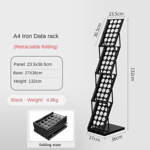 High Quality A4 Aluminum Foldable Magazine Display Rack Stand / Book Paper Brochure Leaflet Office School Event Restaurant