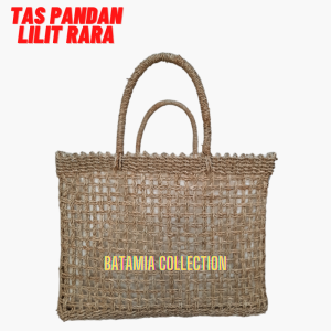Tas Pandan Lilit Rara Kotak Polos Natural Ukuran Besar
