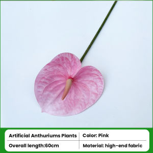 White Artificial Anthurium 60 cm Faux Red Palm Creative Photo Props Soft Rubber Garden Decoration