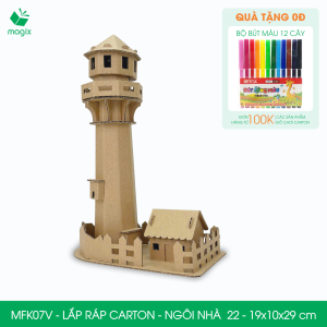 MFK07V - 19x10x29 cm - Mô hình ngôi nhà lắp ráp từ bìa carton cao cấp nhà giấy carton mini sáng tạo