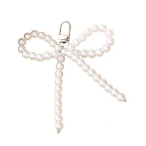 Pearls Beaded Bowknot Keychain Pendant Lovely Hanging Decoration Bag Phone Pendant Women Backpack Handbag Charm Gift
