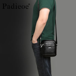 Padieoe single-layer cowhide crossbody bag for casual use durable leather versatile for all occasions stylish and trendy suitable for business use mens bag simple design Korean style.