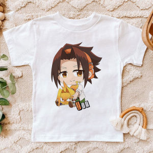 สง่างาม❤เสื้อยืดพิมพ์ลาย Queen Shaman King Yoh Asakura Amidamaru เสื้อยืดสำหรับเด็กผู้ชายเด็กผู้หญิงเสื้อสีขาวฤดูร้อนแขนสั้น