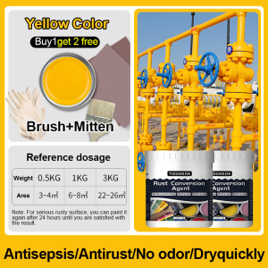 Anti Rust Paint for Metal 1000g/500g with Brush No Need to Polish Non-peeling Metal Rust Remover Primer Paint Coating for Rusty Metal Turn Rust Into Paint Protective Layer Rust Converter Rust Metal Paint cat tahan karat cat anti karat besi