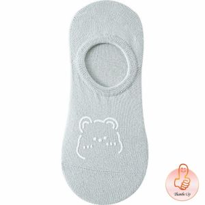 THUMBS UP ถุงเท้าผู้หญิง สีลูกกวาด ถุงเท้าข้อสั้น ผ้านุ่มใส่สบายเพ้นท์น้องหมีน่ารัก womens socks